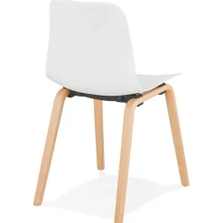 Chaise scandinave 'PACIFIK' blanche avec pieds en bois finition naturelle