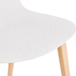 Chaise scandinave 'PACIFIK' blanche avec pieds en bois finition naturelle