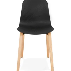 Chaise scandinave 'PACIFIK' noire avec pieds en bois finition naturelleChaise scandinave 'PACIFIK' noire avec pieds en bois finition naturelle