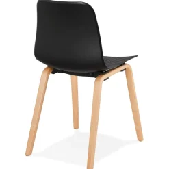 Chaise scandinave 'PACIFIK' noire avec pieds en bois finition naturelleChaise scandinave 'PACIFIK' noire avec pieds en bois finition naturelle
