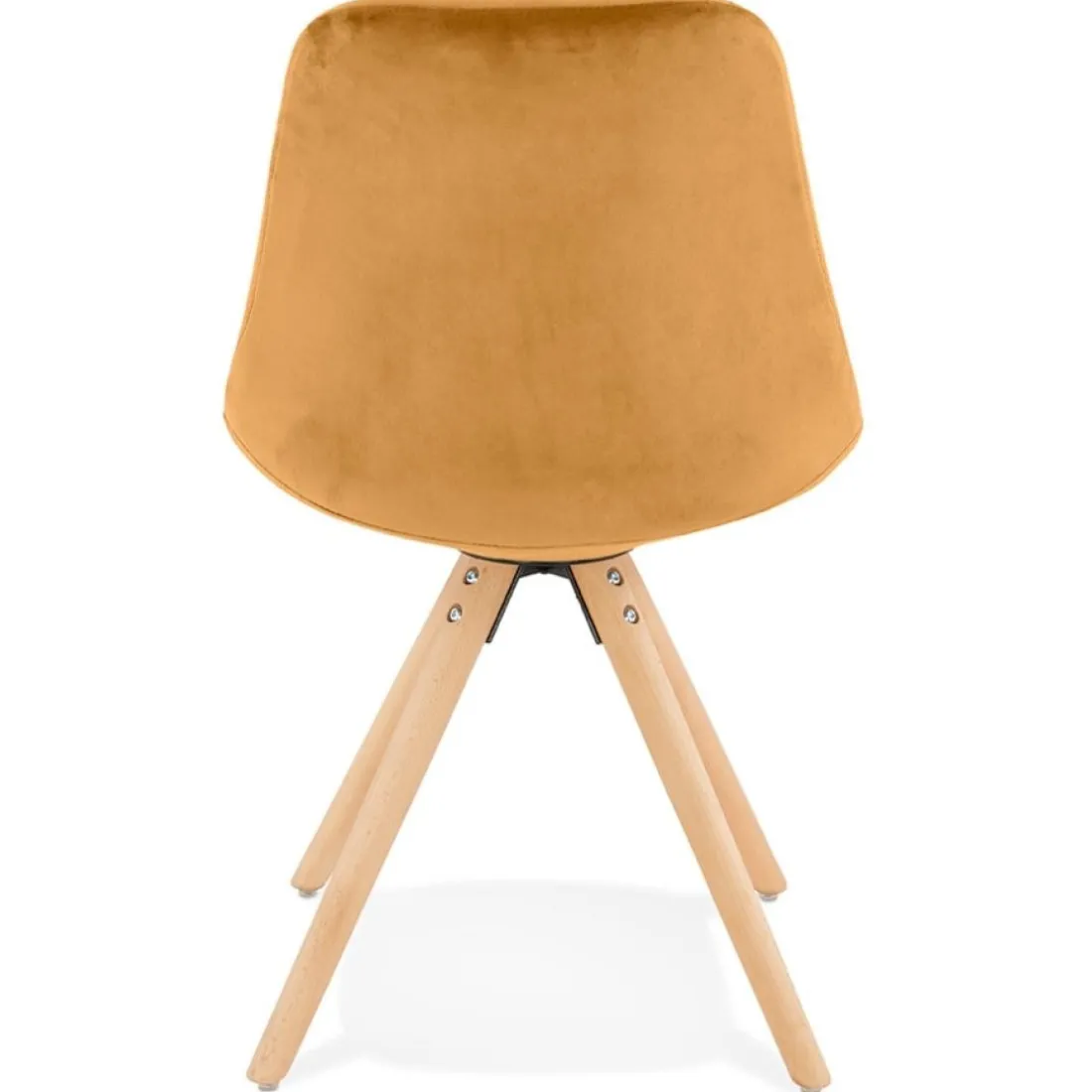 Chaise vintage en velours moutarde et pieds en bois noir 'RICKY'