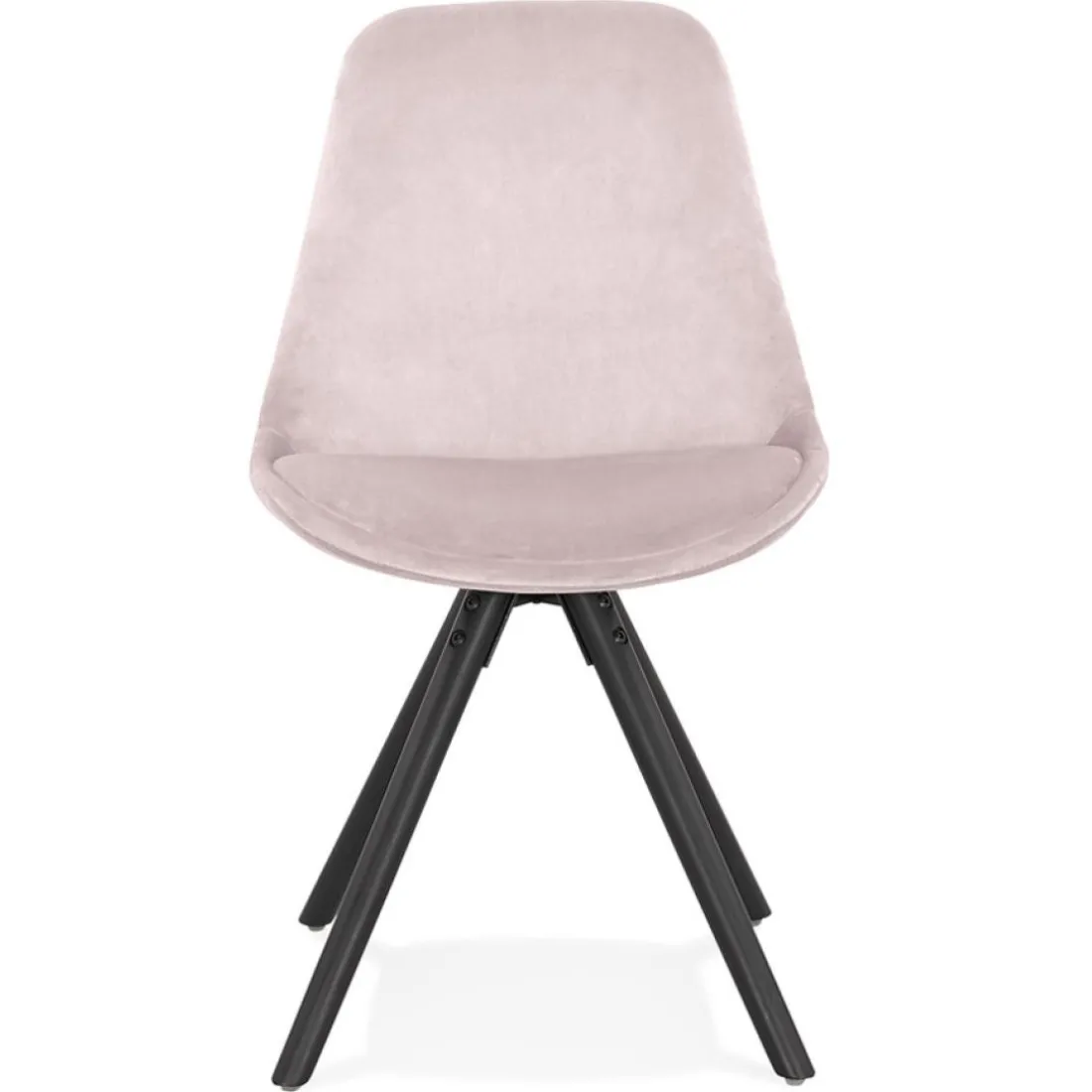 Chaise vintage 'RICKY' en velours rose et pieds en bois noir