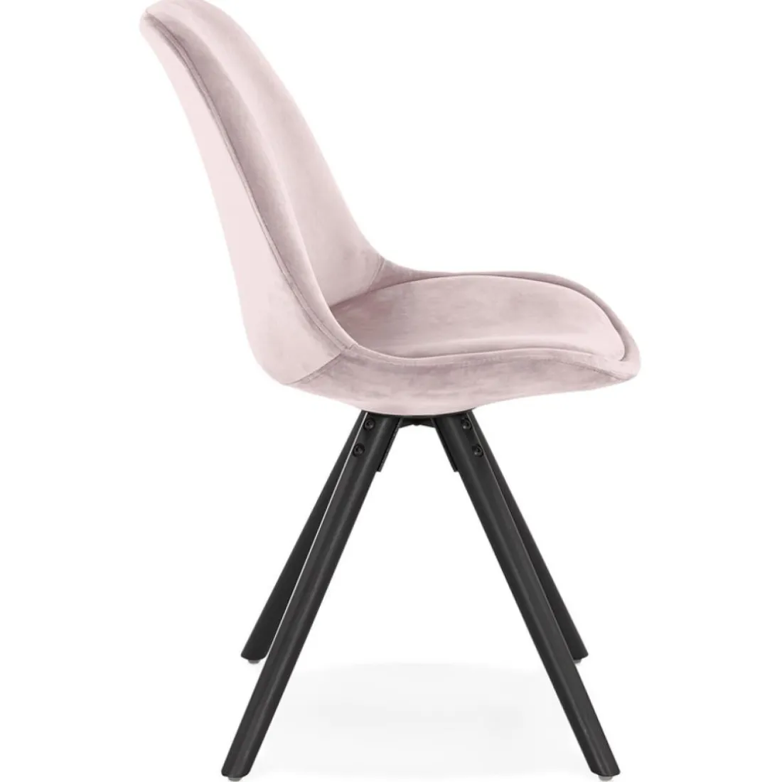 Chaise vintage 'RICKY' en velours rose et pieds en bois noir