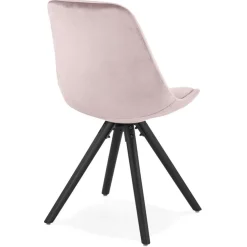 Chaise vintage 'RICKY' en velours rose et pieds en bois noir