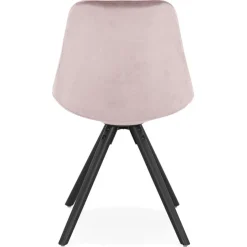 Chaise vintage 'RICKY' en velours rose et pieds en bois noir