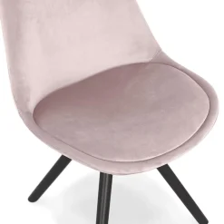 Chaise vintage 'RICKY' en velours rose et pieds en bois noir