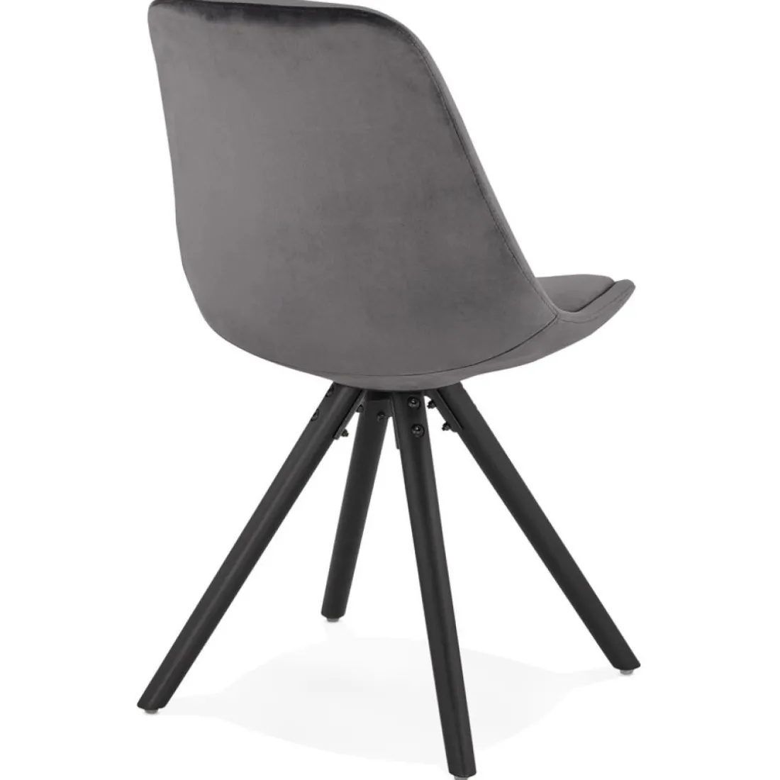 Chaise vintage 'RICKY' en velours gris et pieds en bois noir