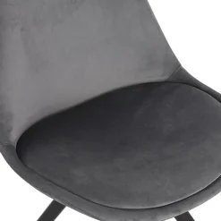 Chaise vintage 'RICKY' en velours gris et pieds en bois noir