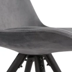 Chaise vintage 'RICKY' en velours gris et pieds en bois noir