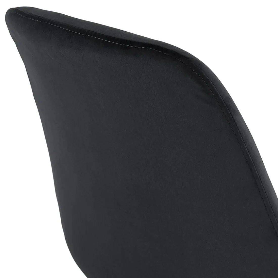 Chaise vintage 'RICKY' en velours noir et pieds en bois noir