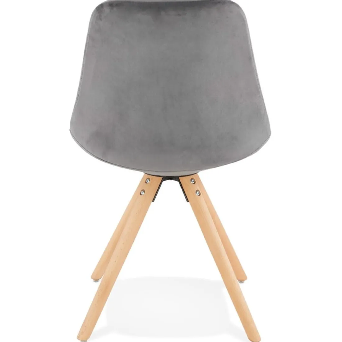 Chaise vintage 'RICKY' en velours gris et pieds en bois naturel