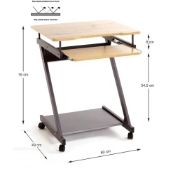 chariot ordinateur plateaux en MDF mélamine anthracite et chêne