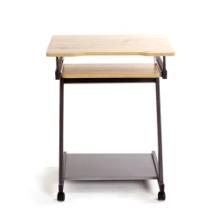 chariot ordinateur plateaux en MDF mélamine anthracite et chêne