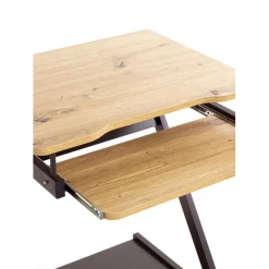 chariot ordinateur plateaux en MDF mélamine anthracite et chêne