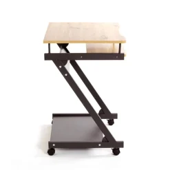 chariot ordinateur plateaux en MDF mélamine anthracite et chêne