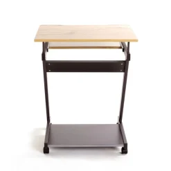 chariot ordinateur plateaux en MDF mélamine anthracite et chêne