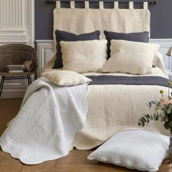 Chemin de lit uni en boutis Becquet création Becquet - Blanc