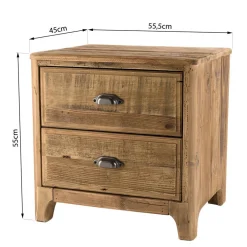 Chevet ANDRIAN 2 Tiroirs Bois Pin Recyclé