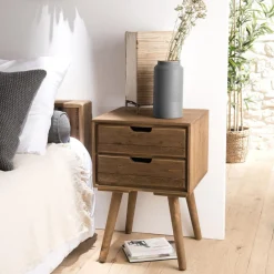 Chevet ANDY Scandi Bois 2 Tiroirs Sapin