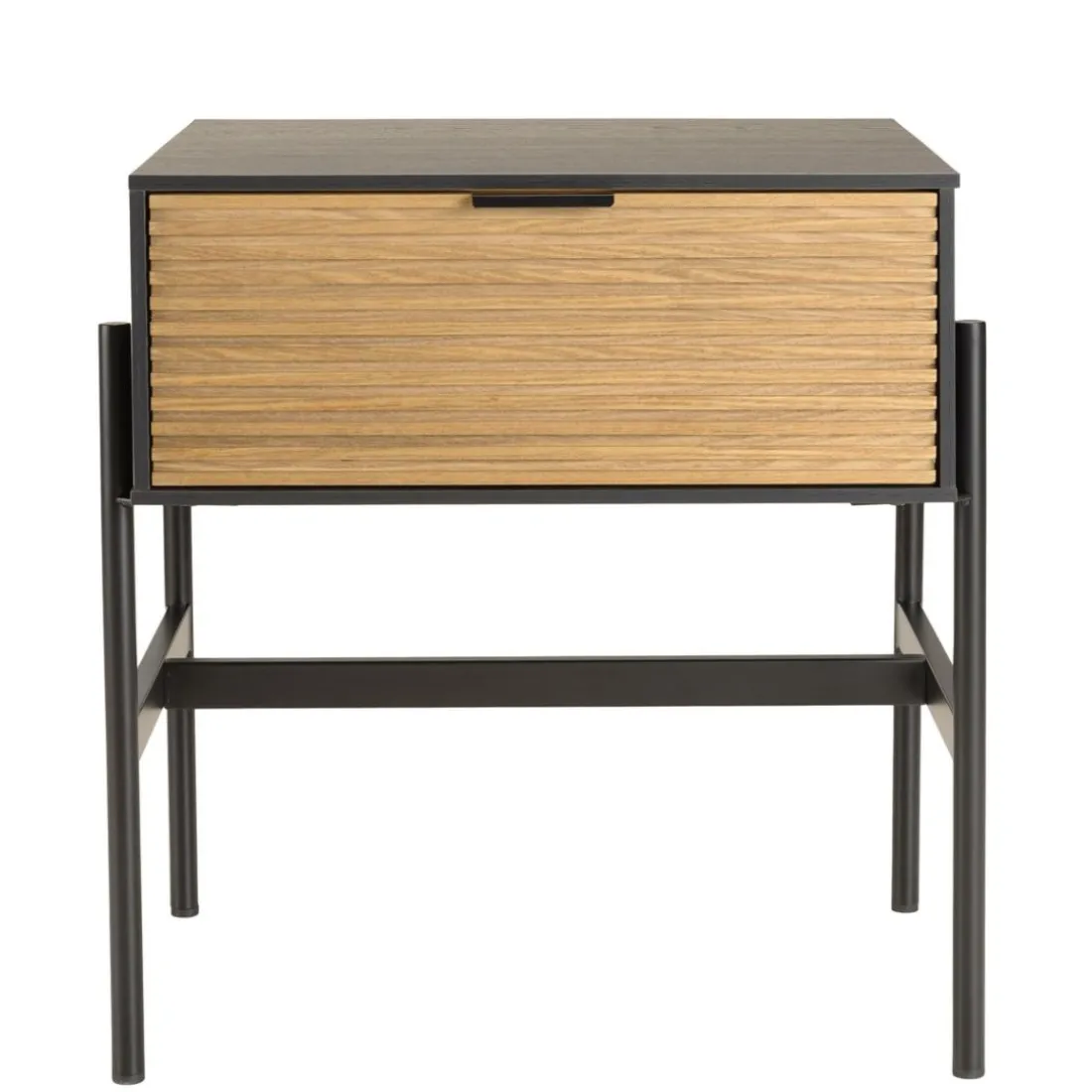 Chevet marron et noir 1 tiroir Pin pieds métal noir