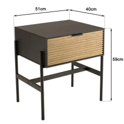 Chevet marron et noir 1 tiroir Pin pieds métal noir