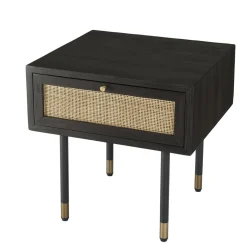 Chevet Noir 1 Tiroir Cannage YANIS