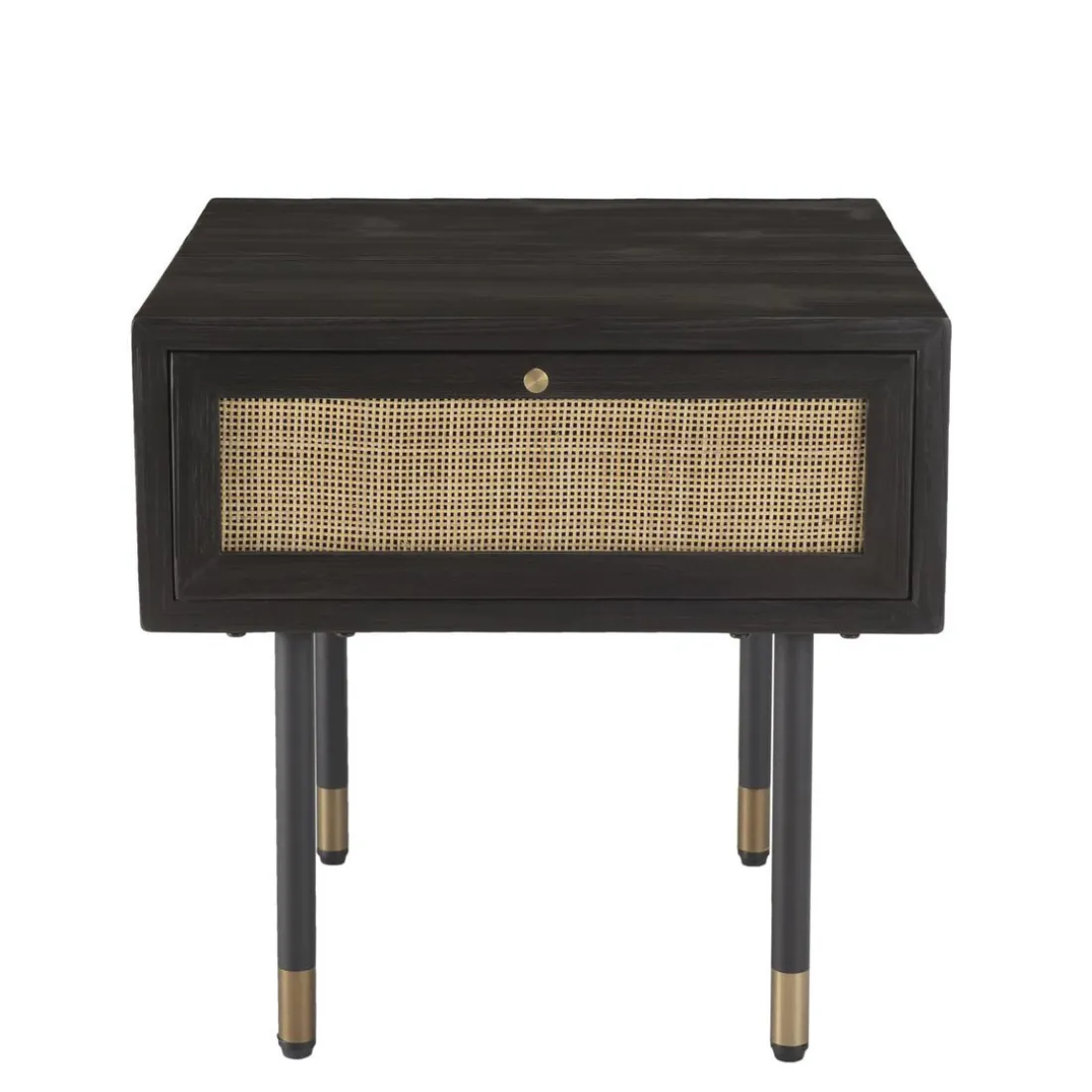 Chevet Noir 1 Tiroir Cannage YANIS