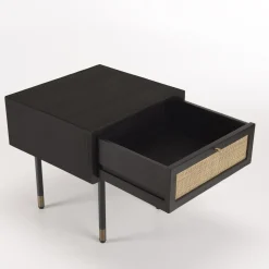 Chevet Noir 1 Tiroir Cannage YANIS