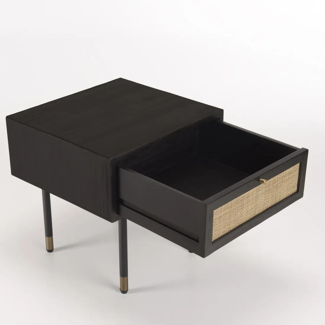 Chevet Noir 1 Tiroir Cannage YANIS