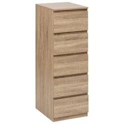 Chiffonier 5 tiroirs effet bois naturel