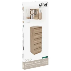 Chiffonier 5 tiroirs effet bois naturel