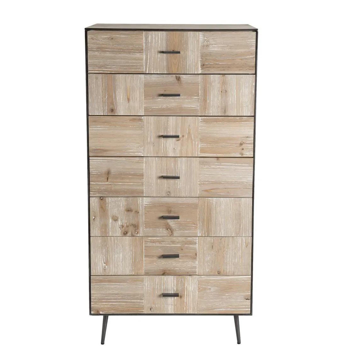 Chiffonnier 7 tiroirs Sapin et pieds métal CARLA