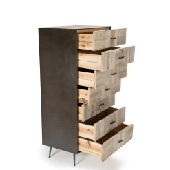 Chiffonnier 7 tiroirs Sapin et pieds métal CARLA