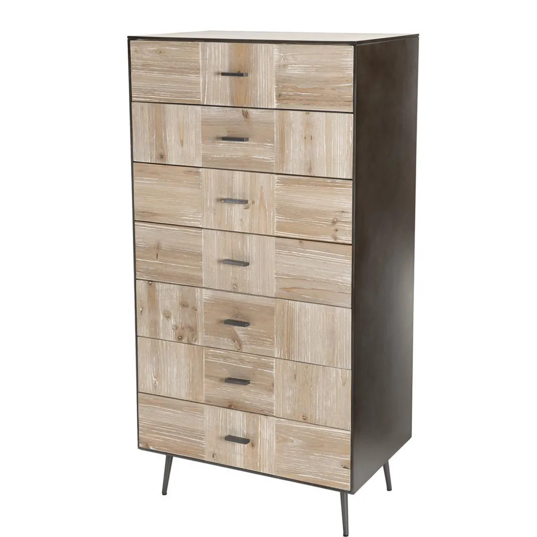 Chiffonnier 7 tiroirs Sapin et pieds métal CARLA