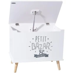 Coffre blanc en bois 58x48