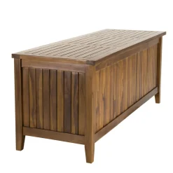 Coffre de jardin piscine HANNA en bois teck huilé 165x55cm