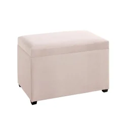 Coffre de rangement en velours crème assise rembourrée et pliable
