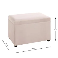 Coffre de rangement en velours crème assise rembourrée et pliable