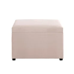 Coffre de rangement en velours crème assise rembourrée et pliable