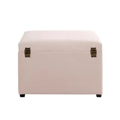 Coffre de rangement en velours crème assise rembourrée et pliable