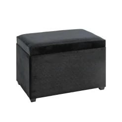 Coffre de rangement en velours noir assise rembourrée et pliable