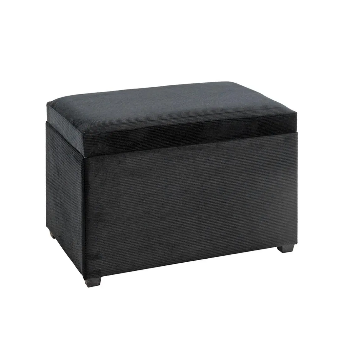 Coffre de rangement en velours noir assise rembourrée et pliable