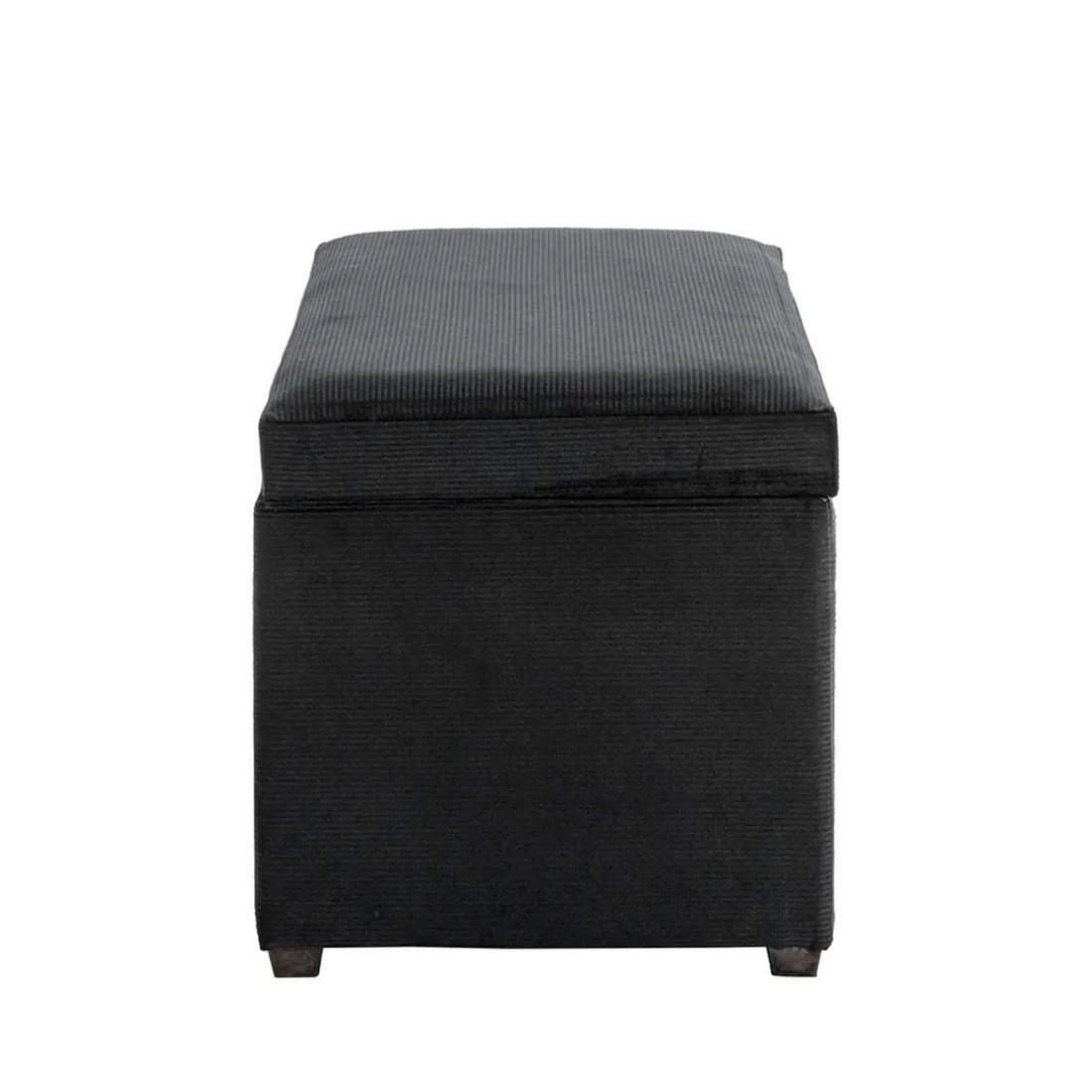 Coffre de rangement en velours noir assise rembourrée et pliable