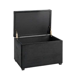 Coffre de rangement en velours noir assise rembourrée et pliable