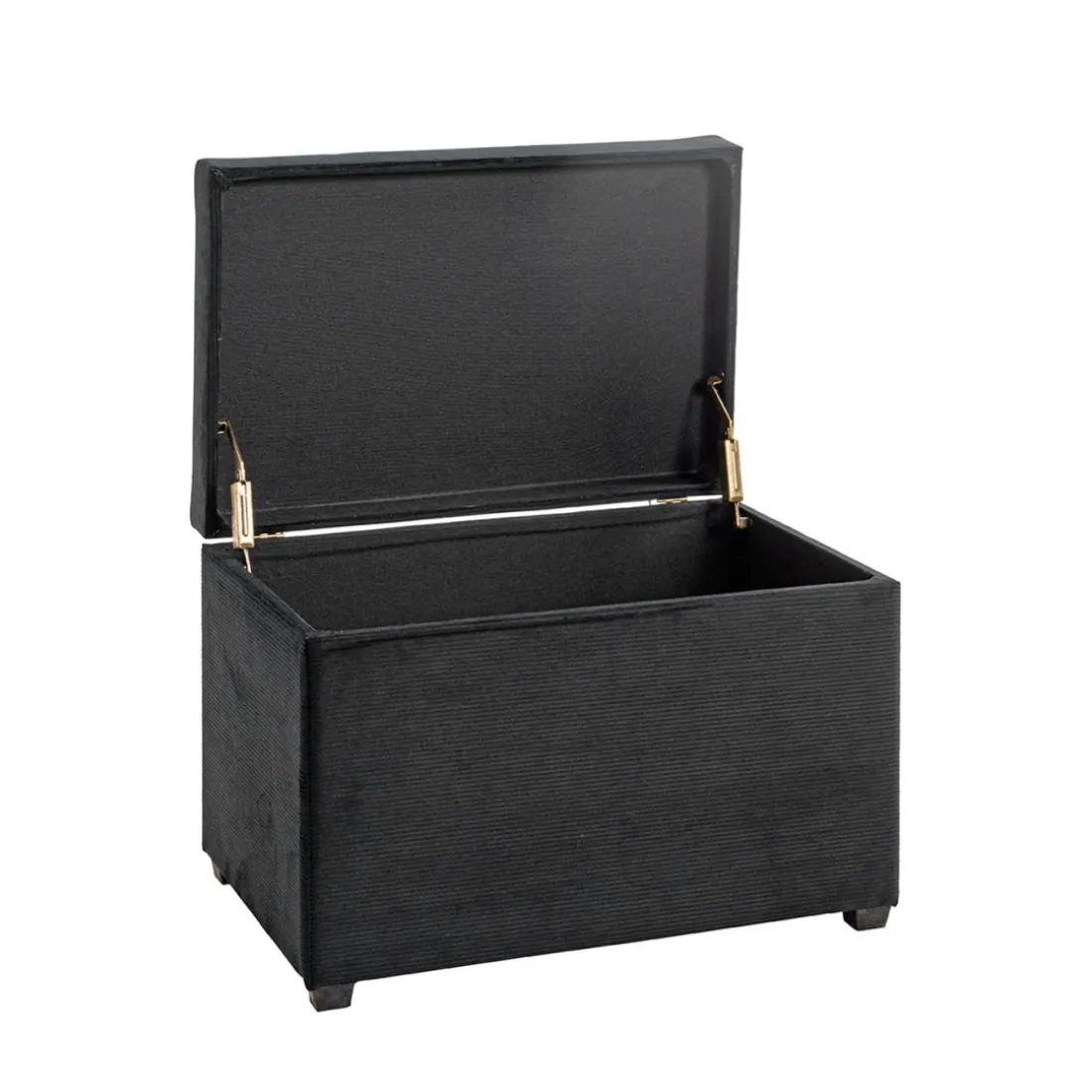 Coffre de rangement en velours noir assise rembourrée et pliable