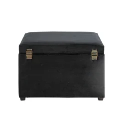Coffre de rangement en velours noir assise rembourrée et pliable
