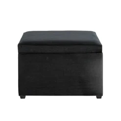 Coffre de rangement en velours noir assise rembourrée et pliable