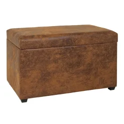 Coffre de rangement marron vintage en simili cuir