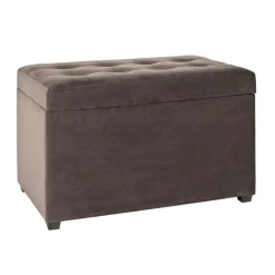 Coffre de rangement marron anthracite en simili cuir