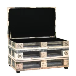 Coffre de rangement motifs palette multicolore en simili cuir